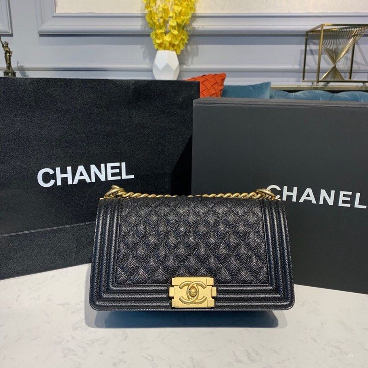 CHL Boy Toned Hardware , Black Gold Crossbody Bag