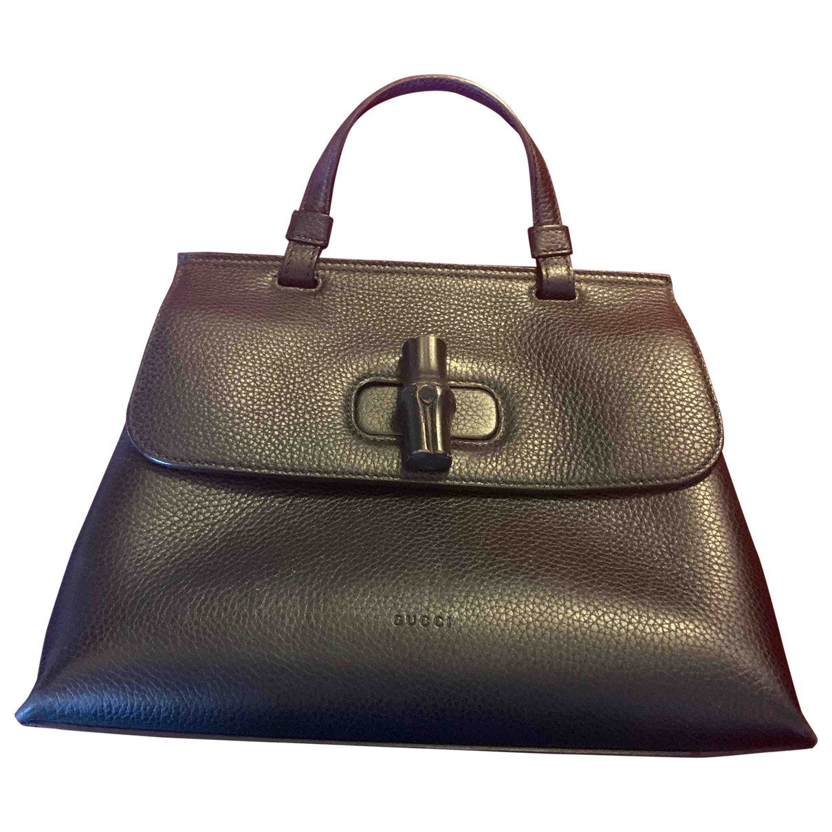 Gucci bamboo black leather handbag