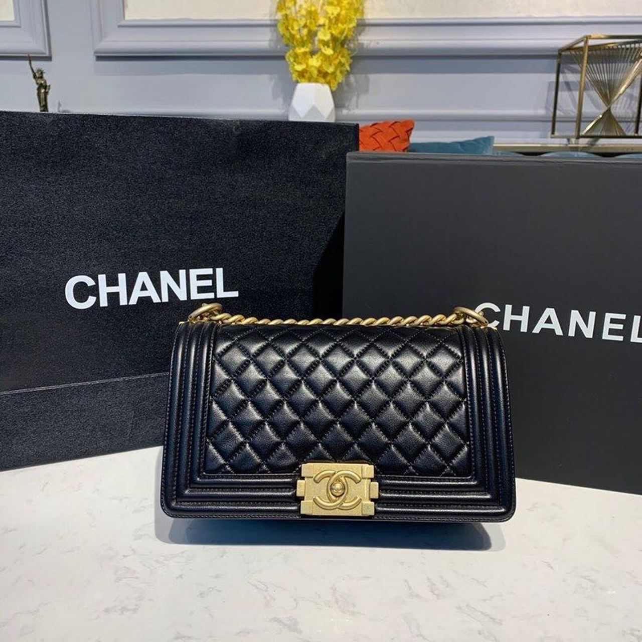 CHL Boy Toned Hardware , Black Gold Crossbody Bag 4