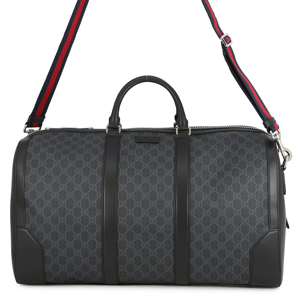 GUCCI GG Supreme Travel Bag Black/Gray478323 GG Supreme Leather
