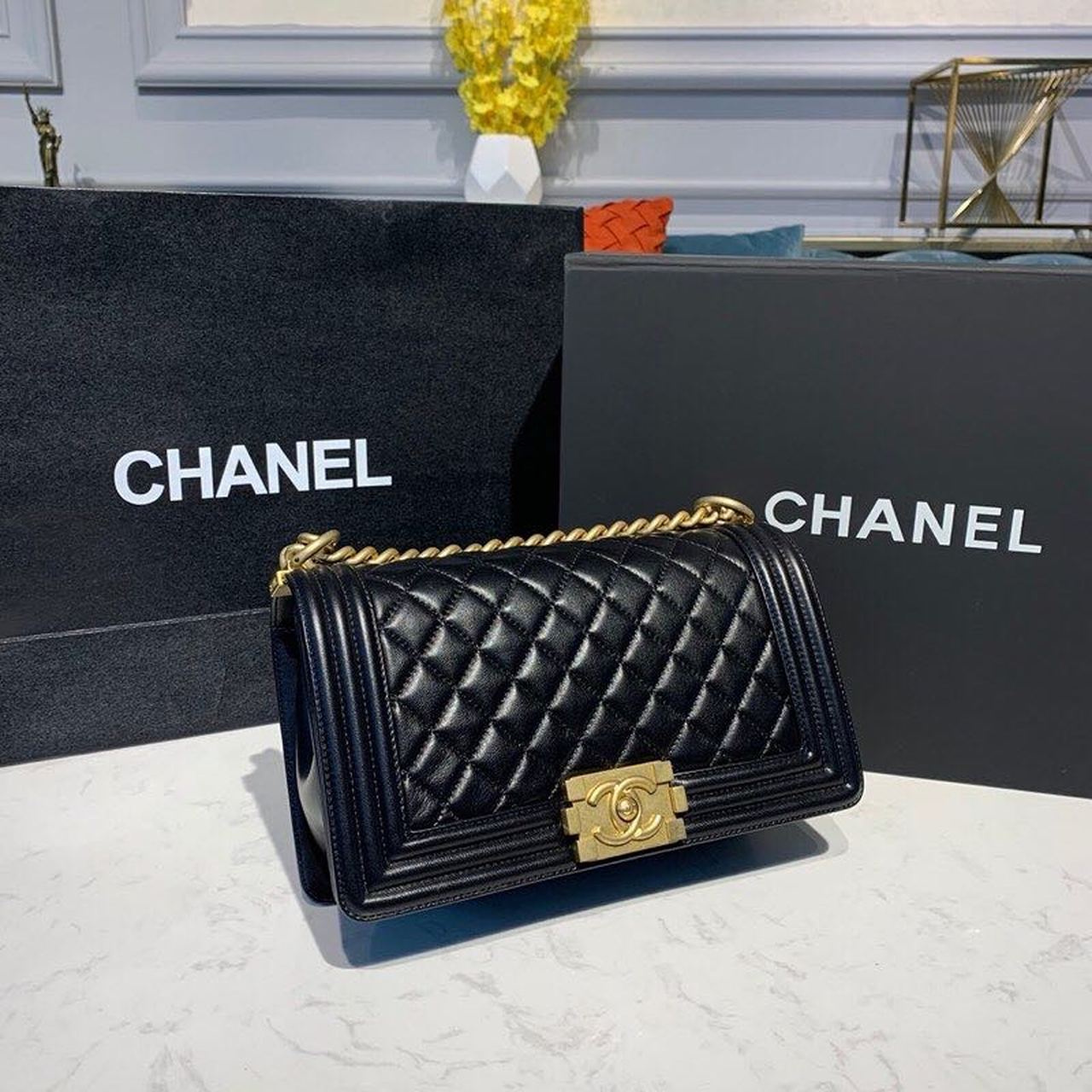 CHL Boy Toned Hardware , Black Gold Crossbody Bag 4