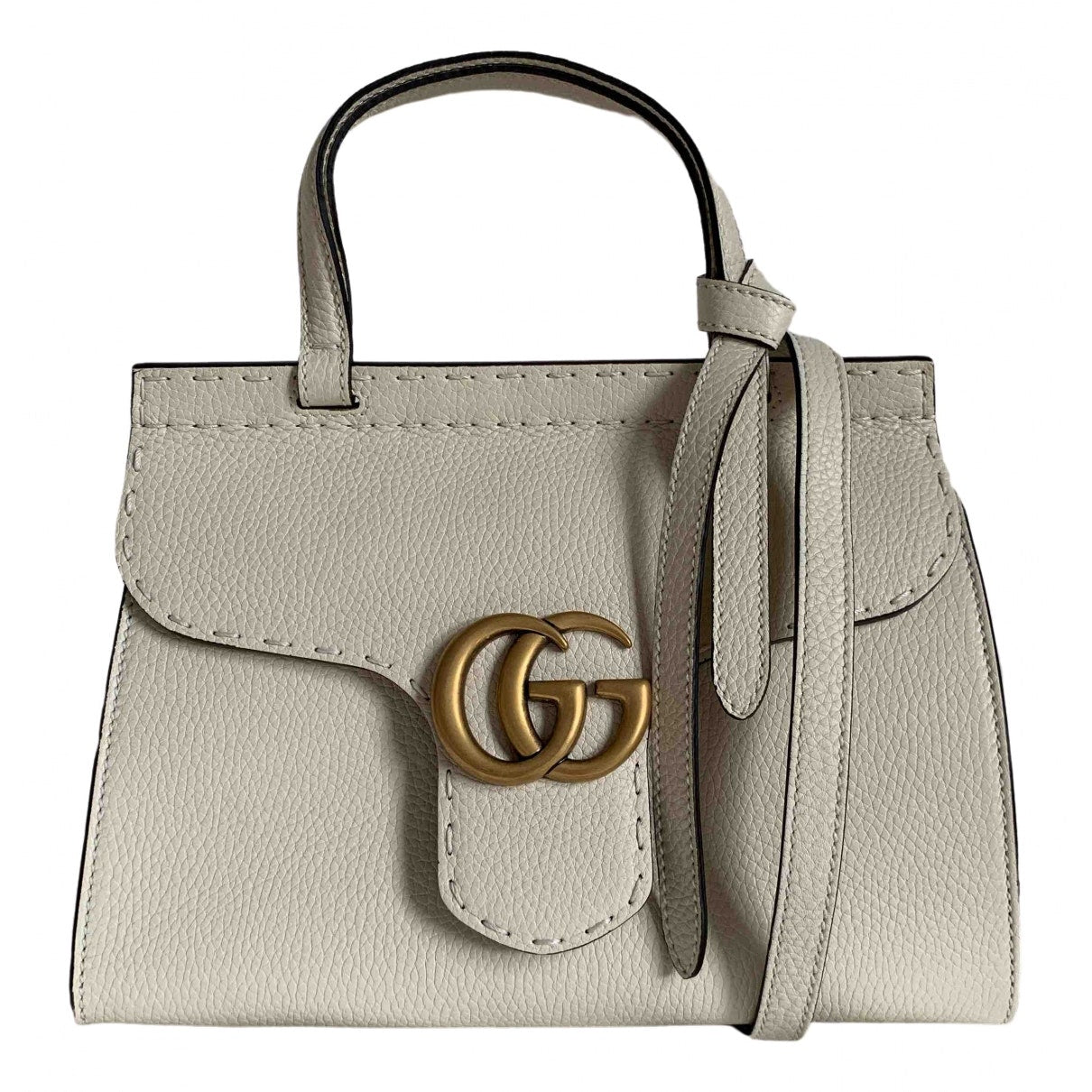 Gucci marmont white leather handbag