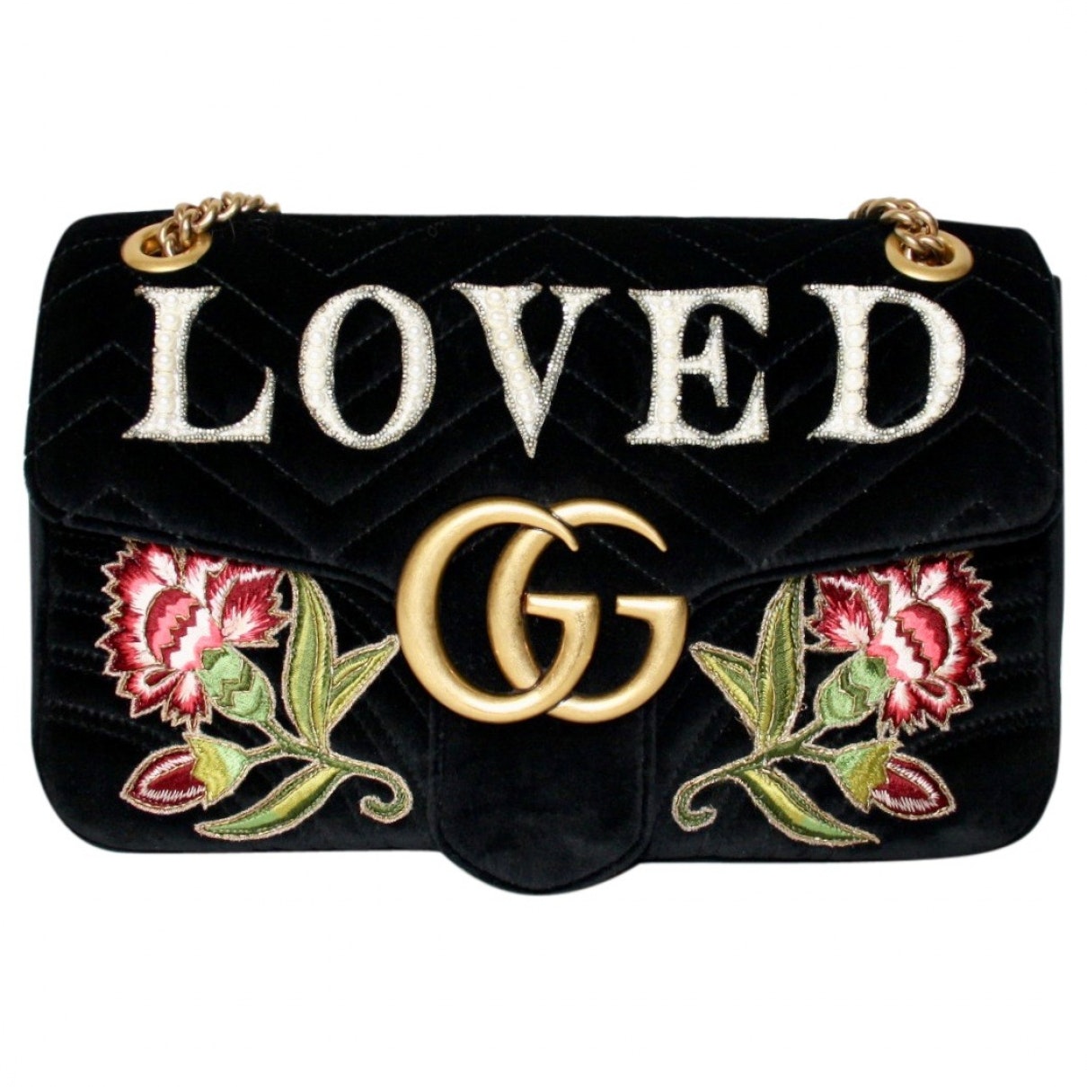 Gucci marmont black velvet handbag