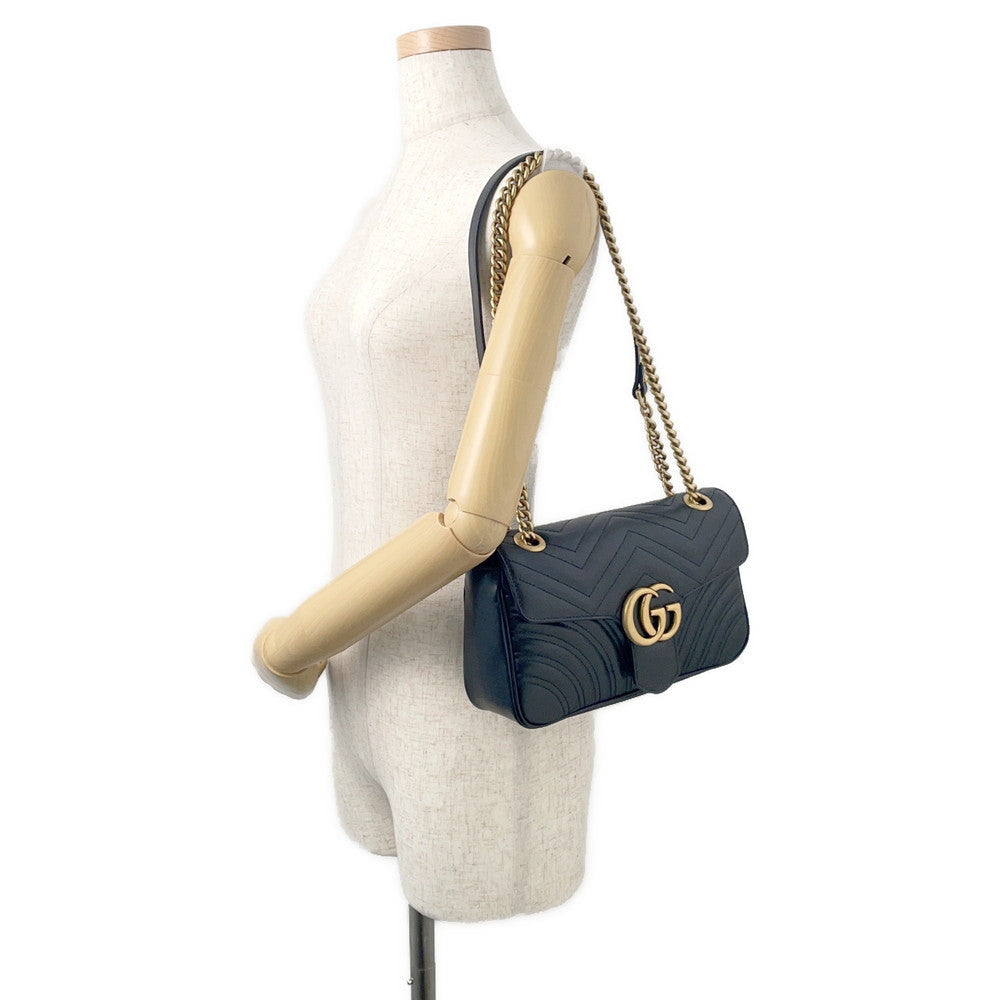 GUCCI GG Marmont ChainShoulder Bag Black443497 Leather