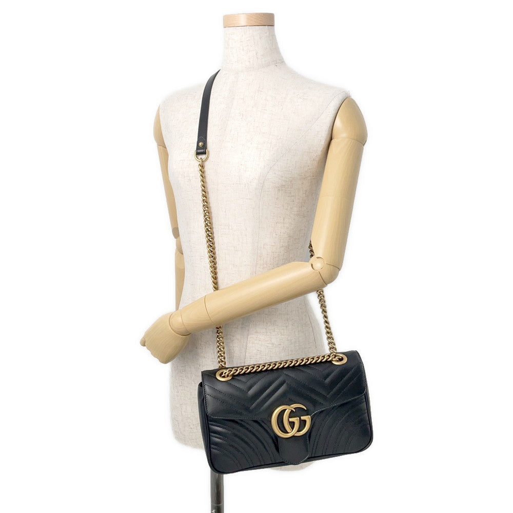 GUCCI GG Marmont ChainShoulder Bag Black443497 Leather