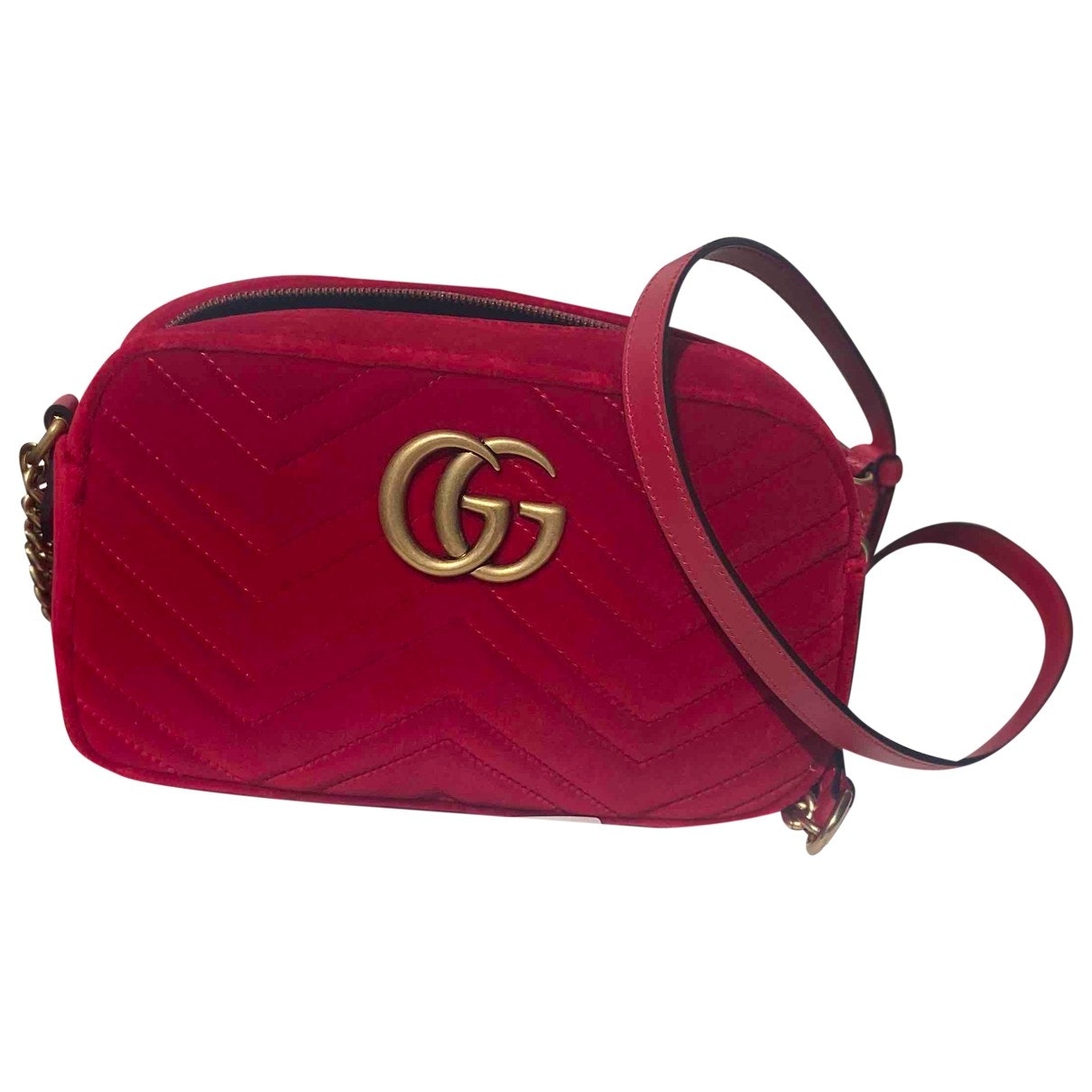 Gucci marmont red velvet handbag