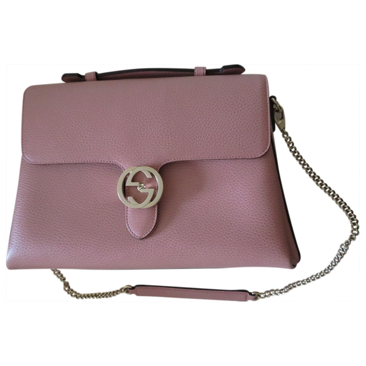 Gucci interlocking pink leather handbag