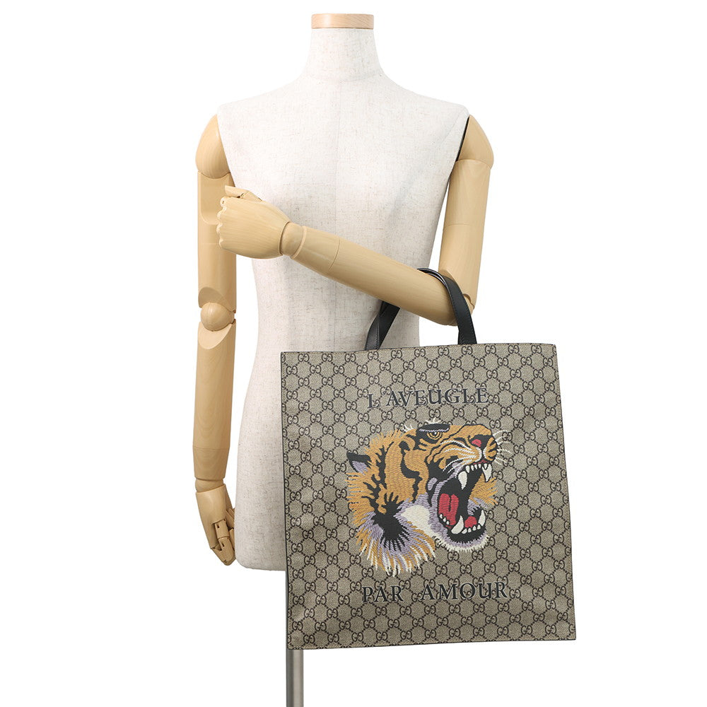 GUCCI GG Supreme TigerTote Bag Beige/Black450950 GG Supreme