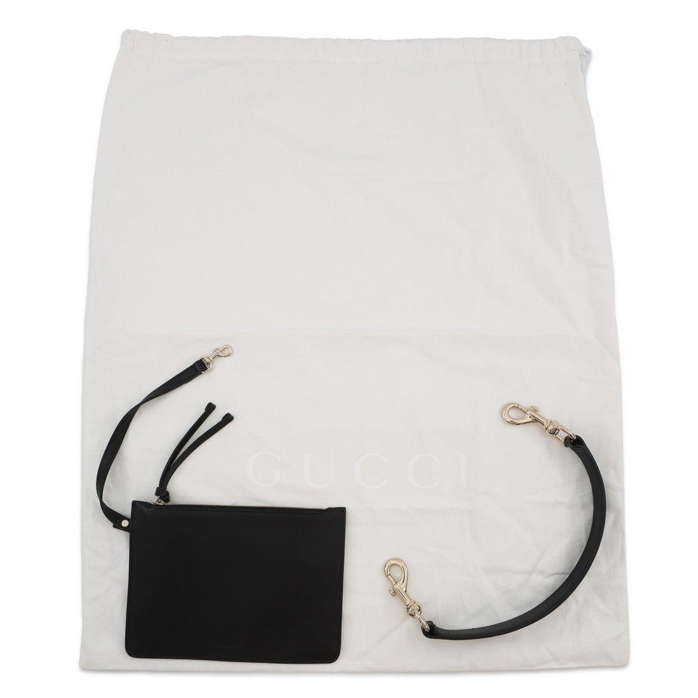 GUCCI one belt tote Beige/Black815924 Canvas Leather Size Medium