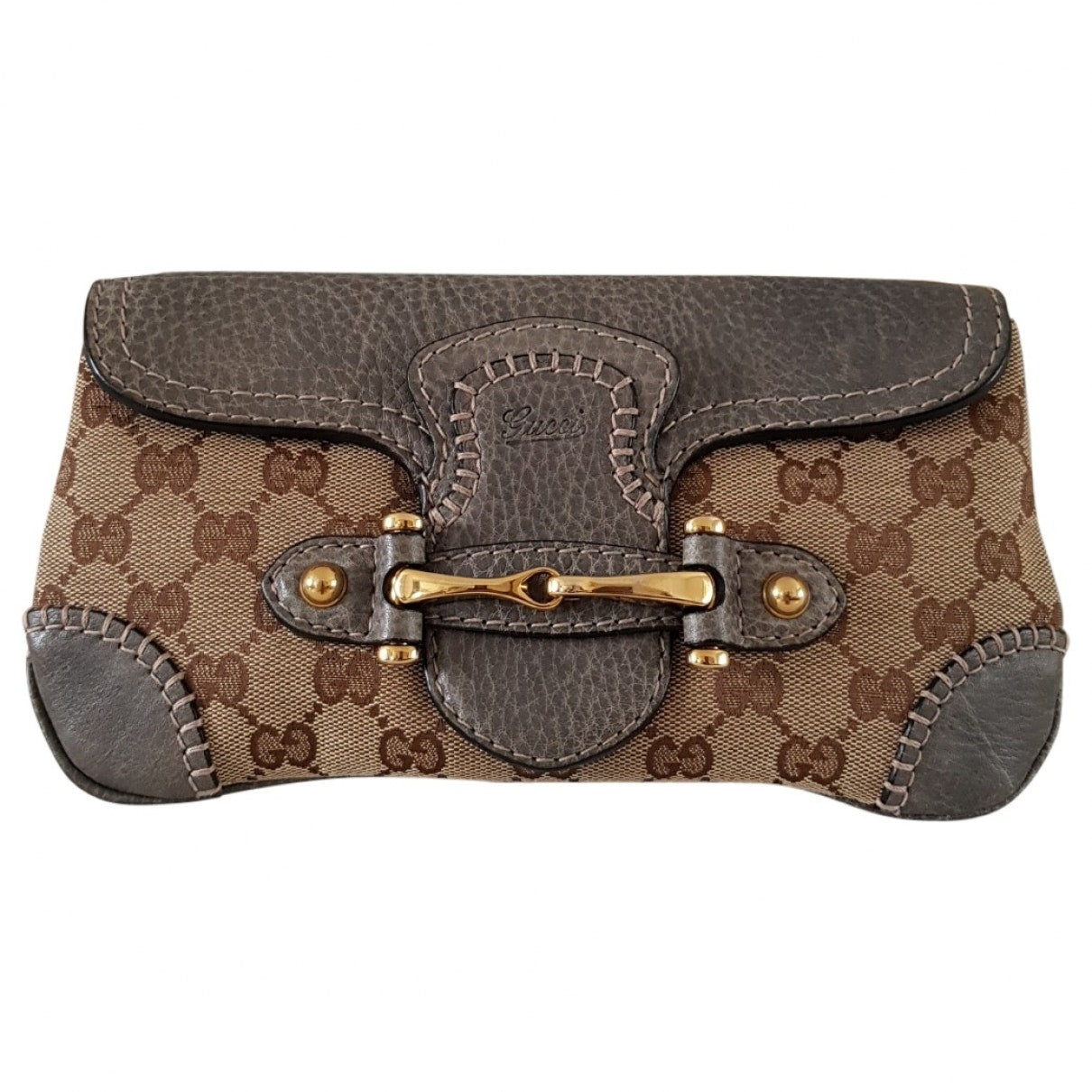 Gucci brown cloth clutch bag