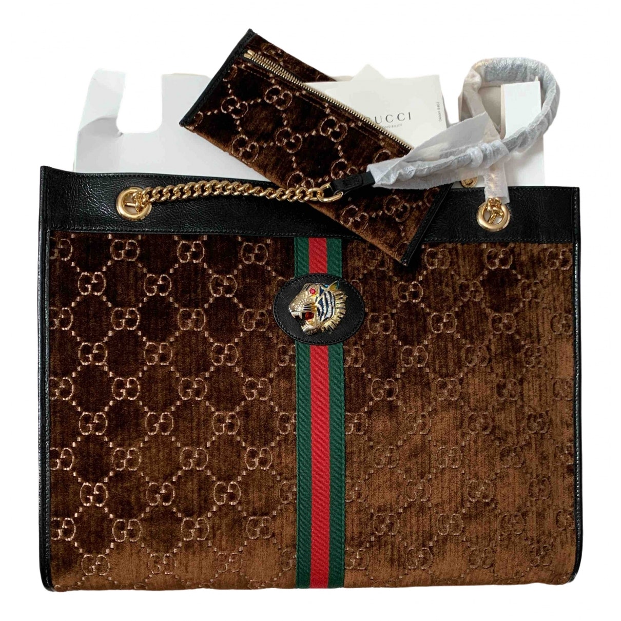 Gucci rajah brown velvet handbag
