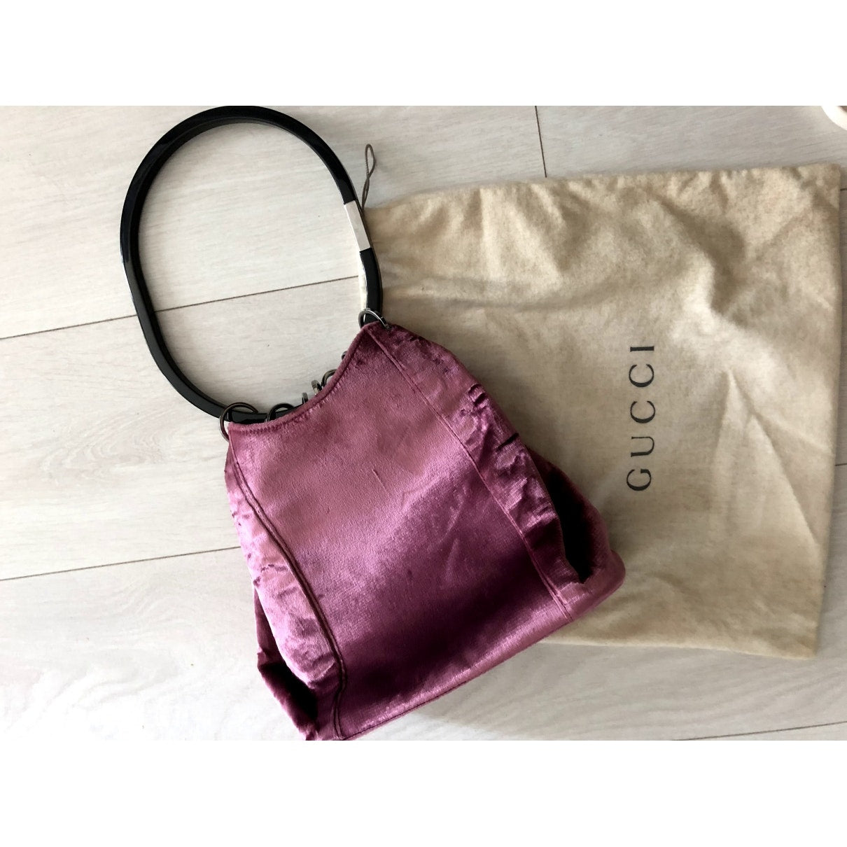 Gucci purple velvet clutch bag