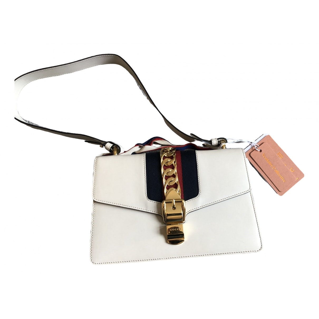 Gucci sylvie white leather handbag