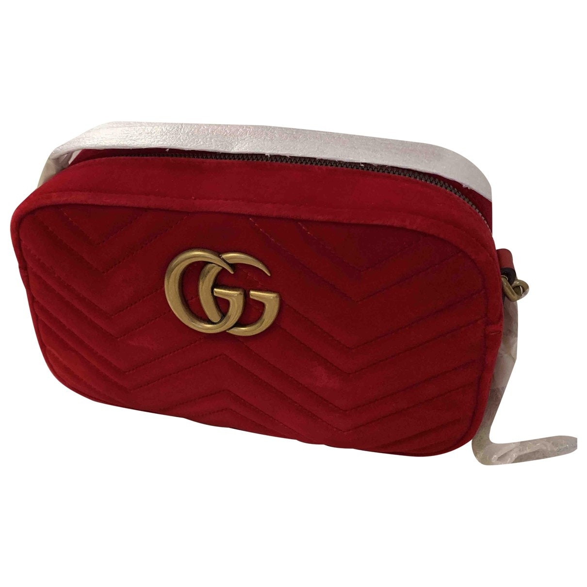 Gucci marmont red velvet handbag