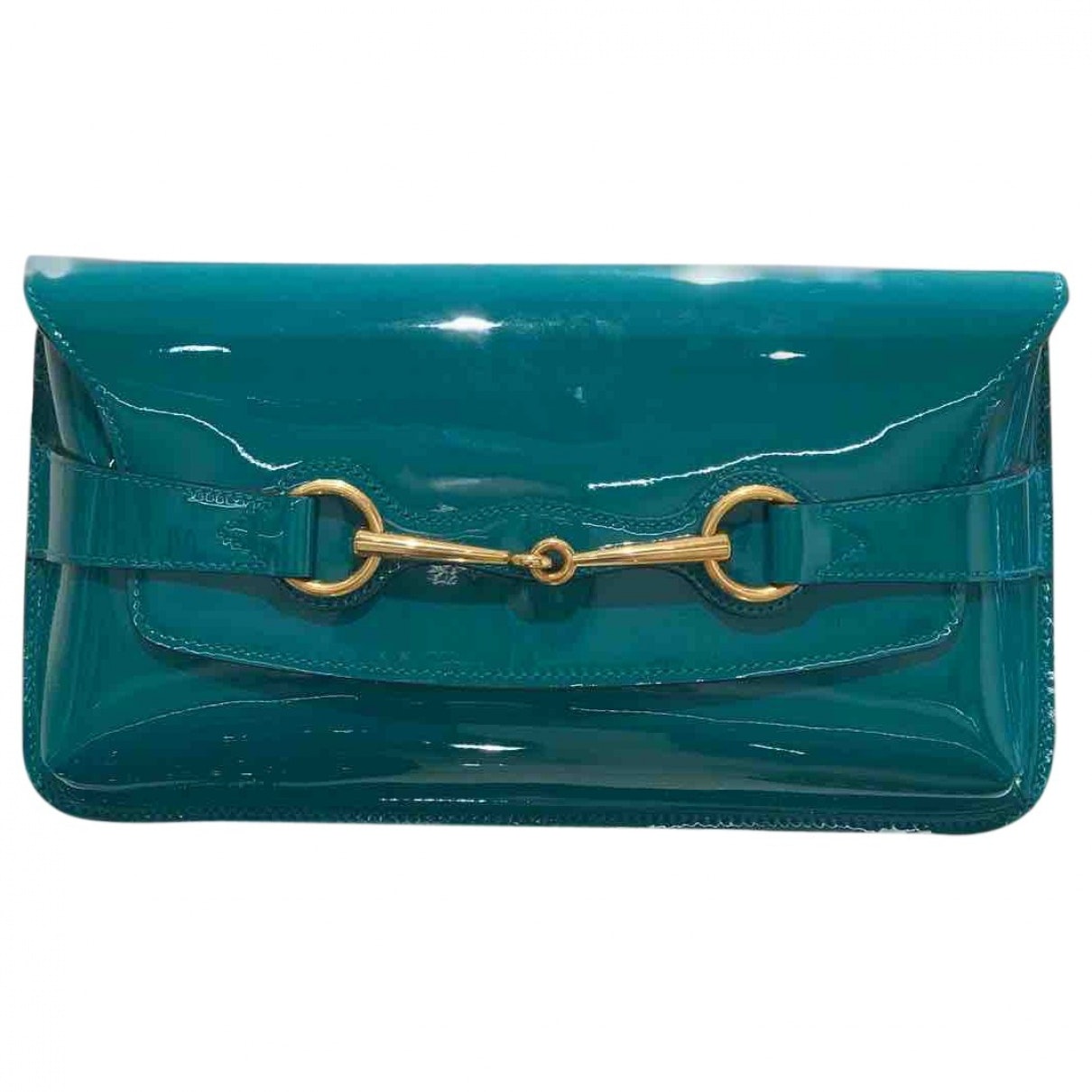 Gucci green patent leather clutch bag