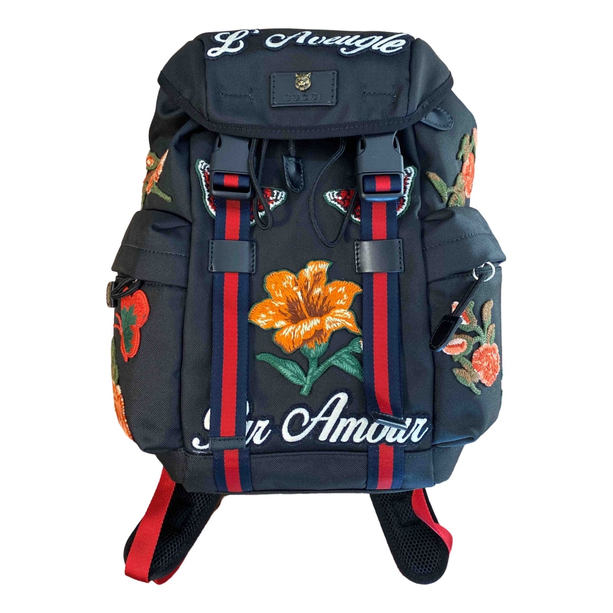 Gucci black cloth backpacks