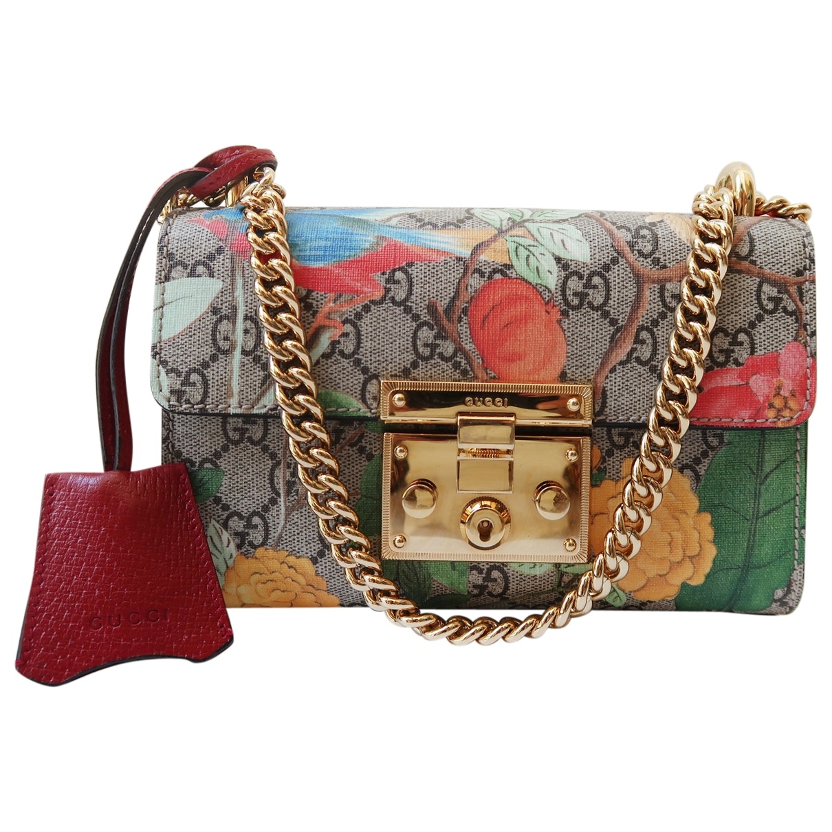 Gucci padlock beige cloth handbag