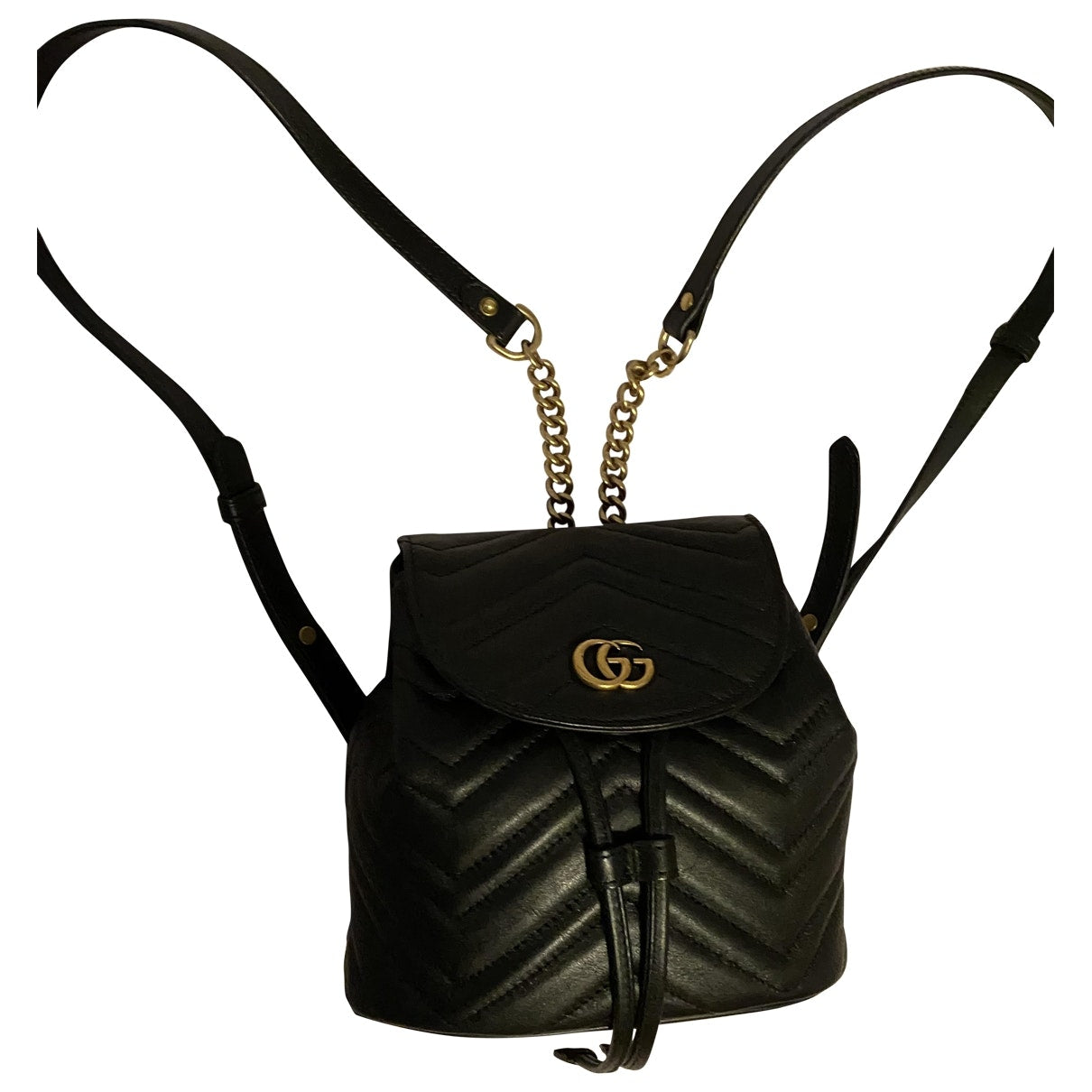 Gucci marmont black leather backpacks
