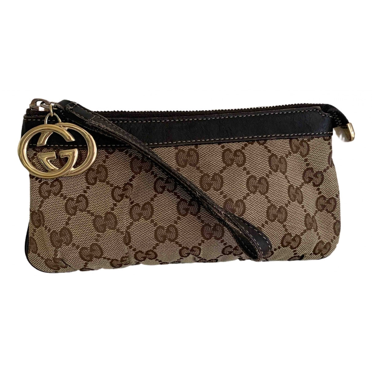 Gucci brown cloth clutch bag
