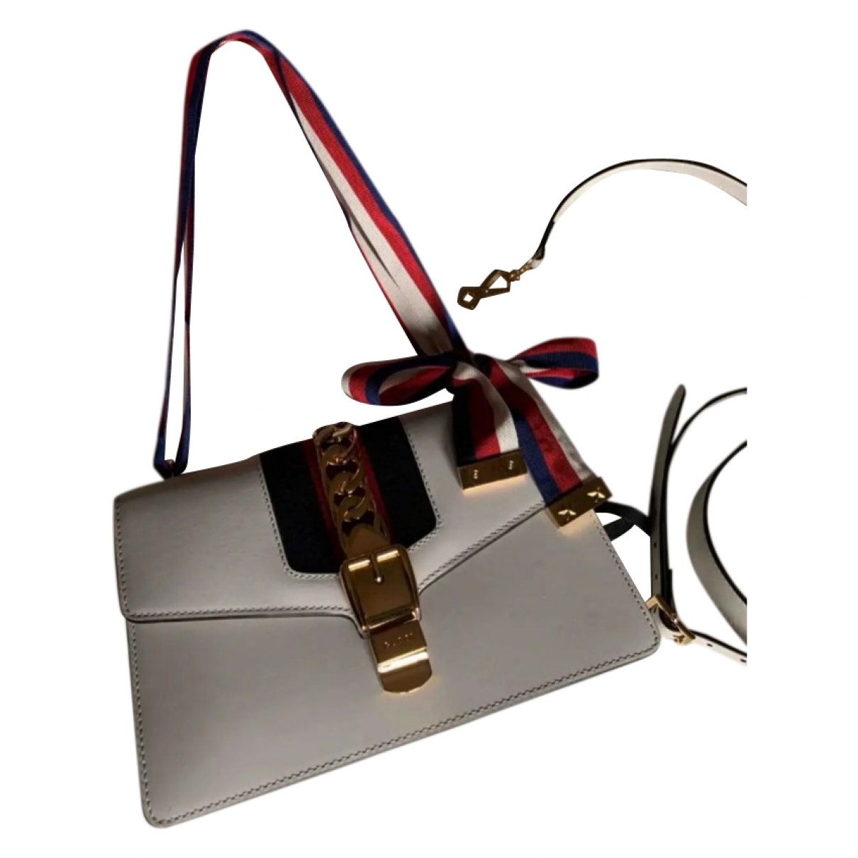 Gucci sylvie white leather handbag