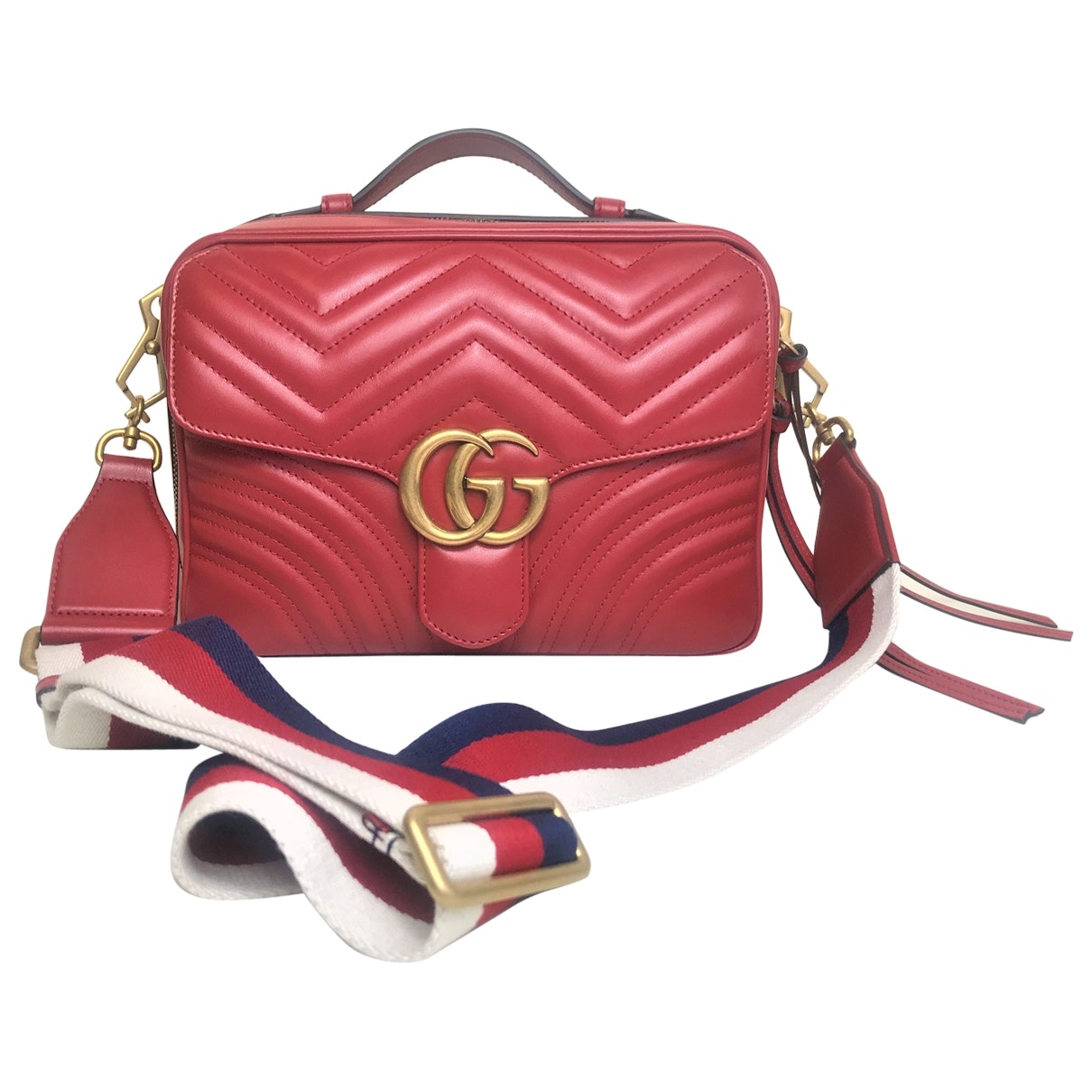 Gucci marmont red leather handbag