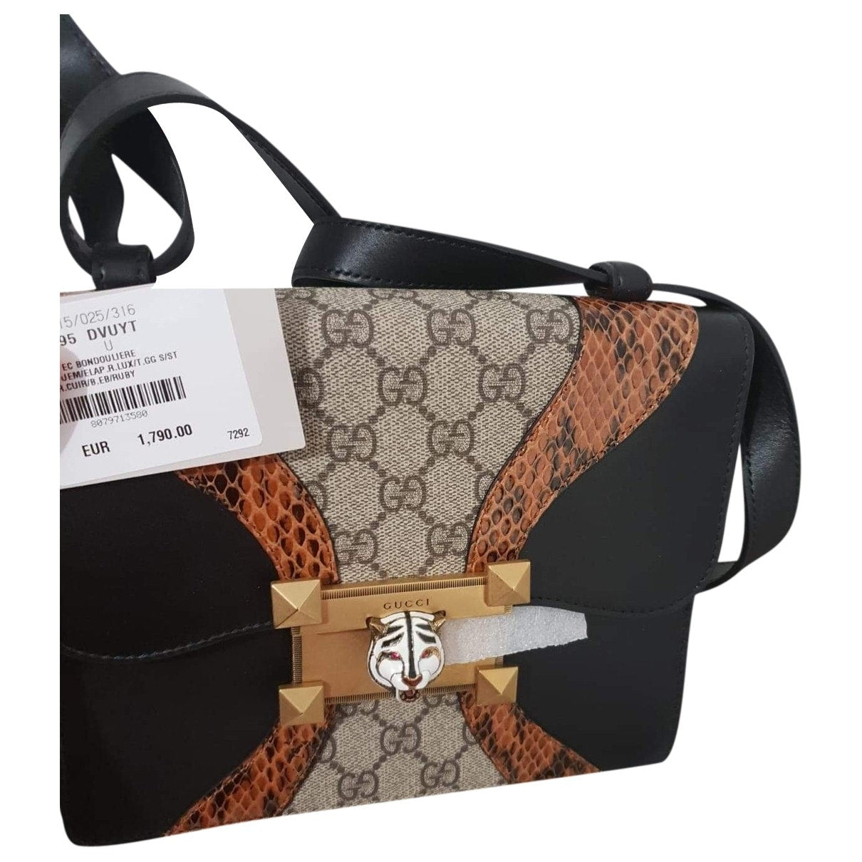 Gucci animalier black leather clutch bag