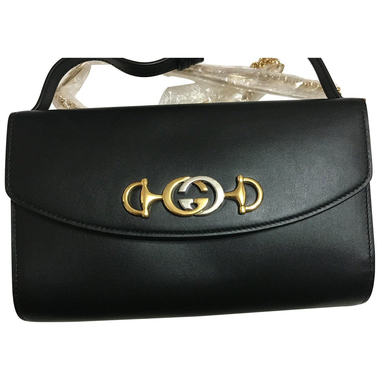 Gucci zumi black leather clutch bag