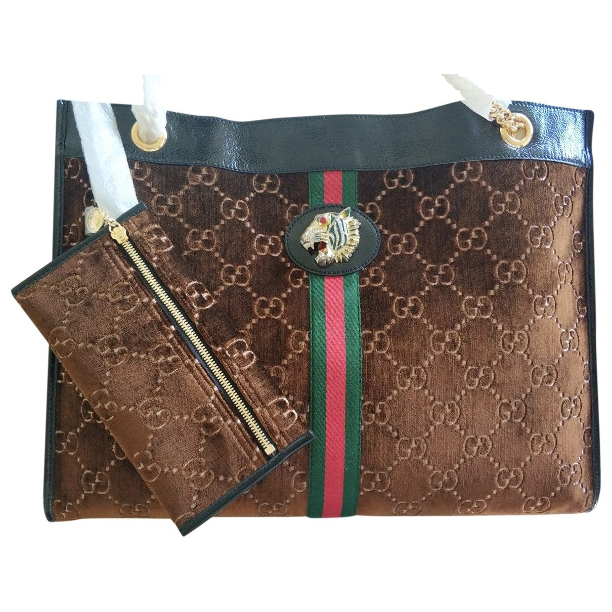 Gucci rajah brown velvet handbag