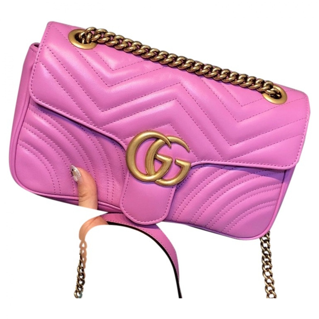 Gucci marmont pink leather handbag