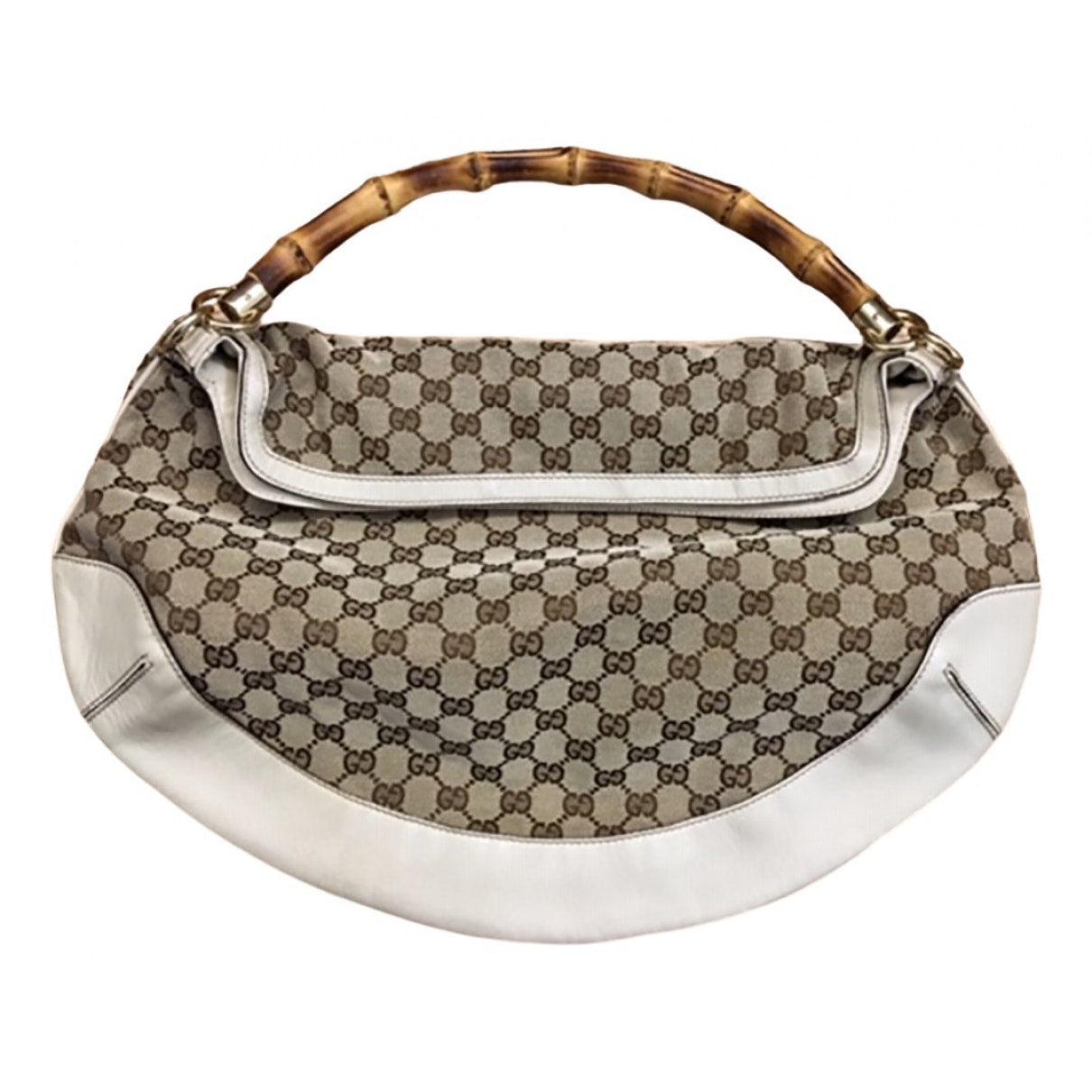 Gucci bamboo beige cloth handbag