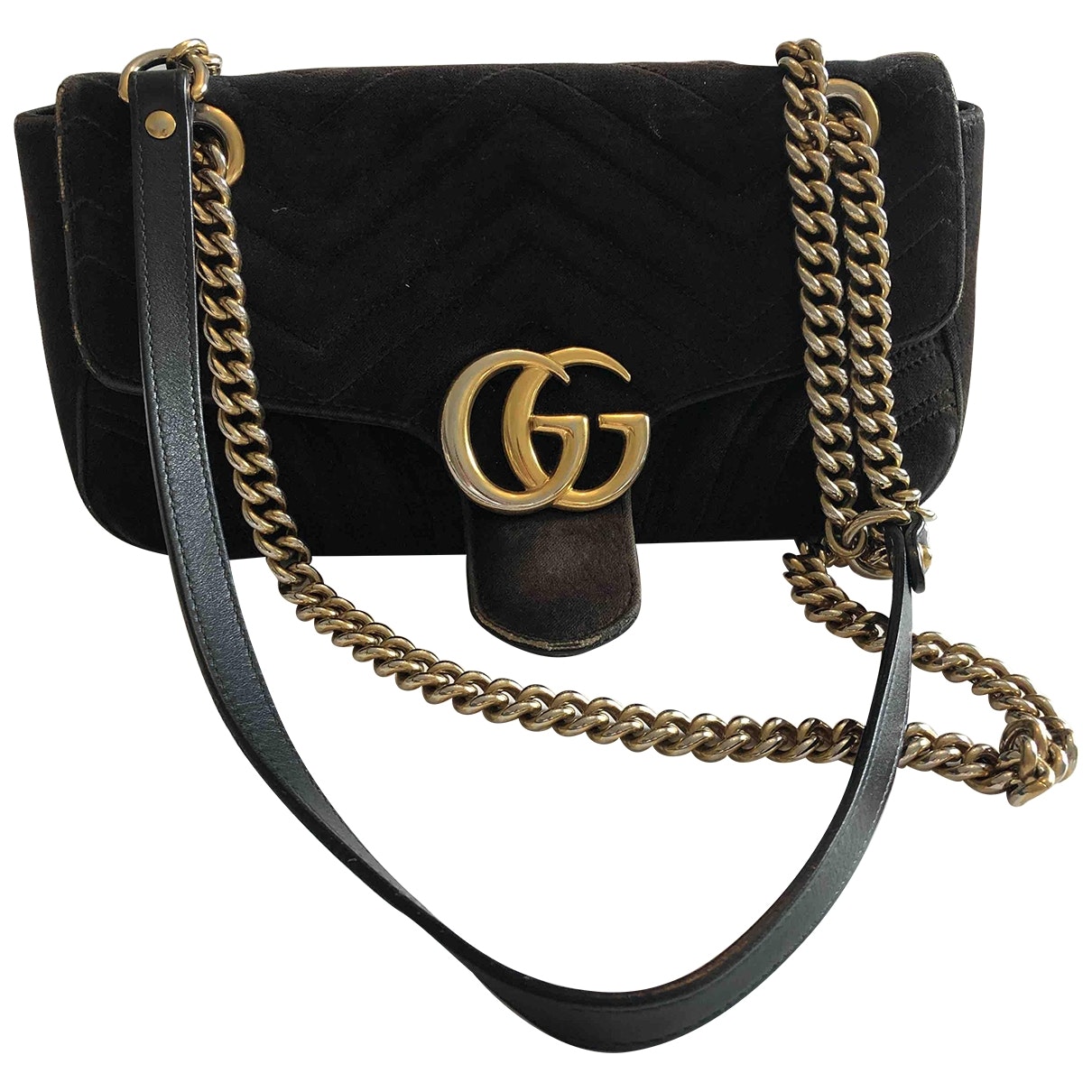 Gucci marmont black velvet handbag