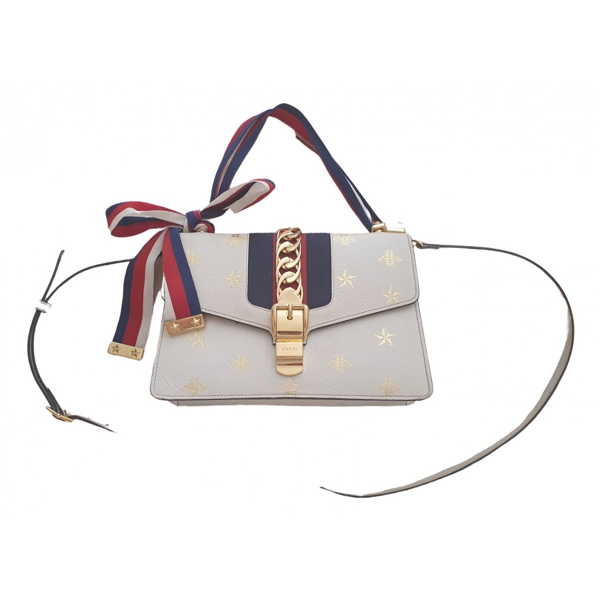 Gucci sylvie white leather handbag
