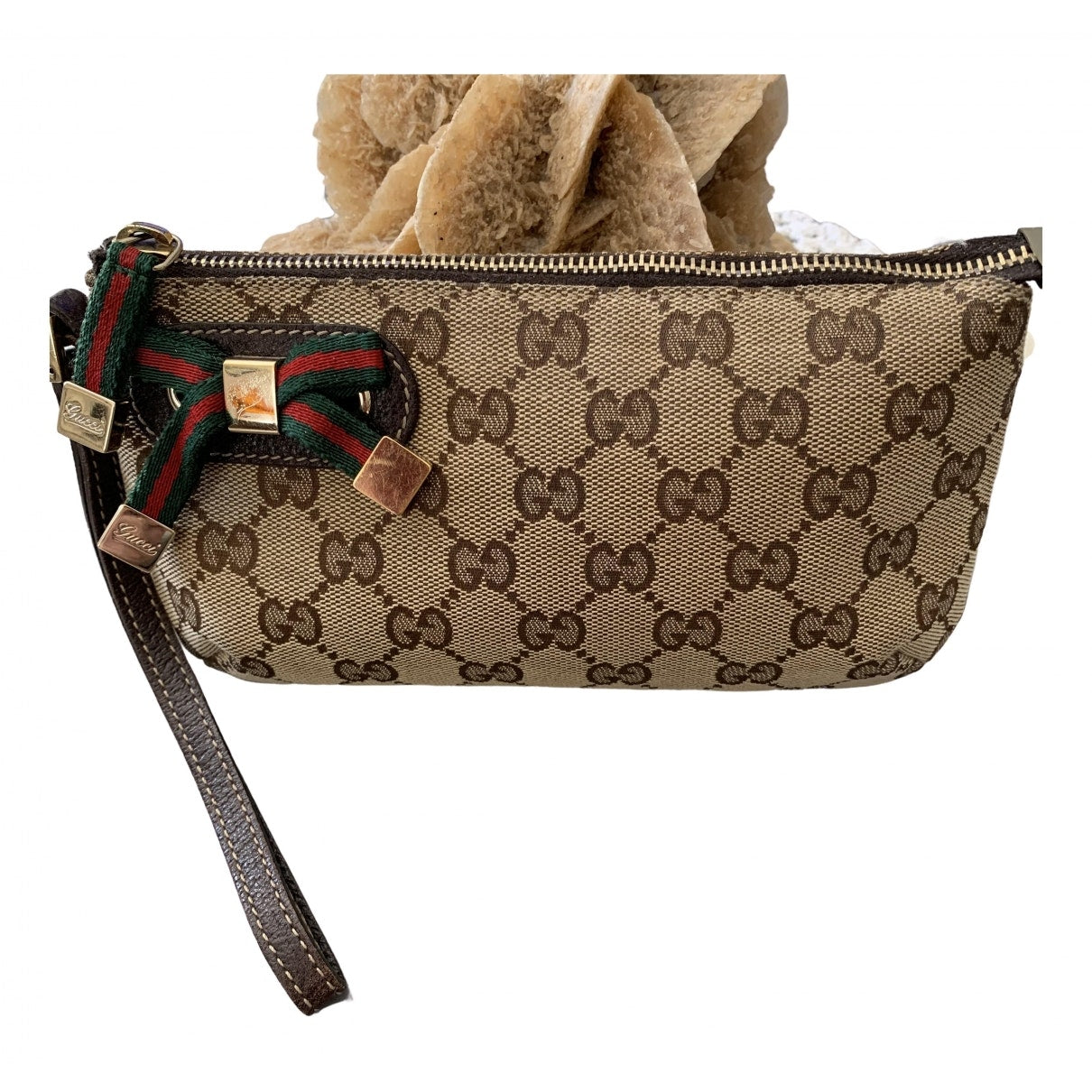 Gucci brown cloth clutch bag
