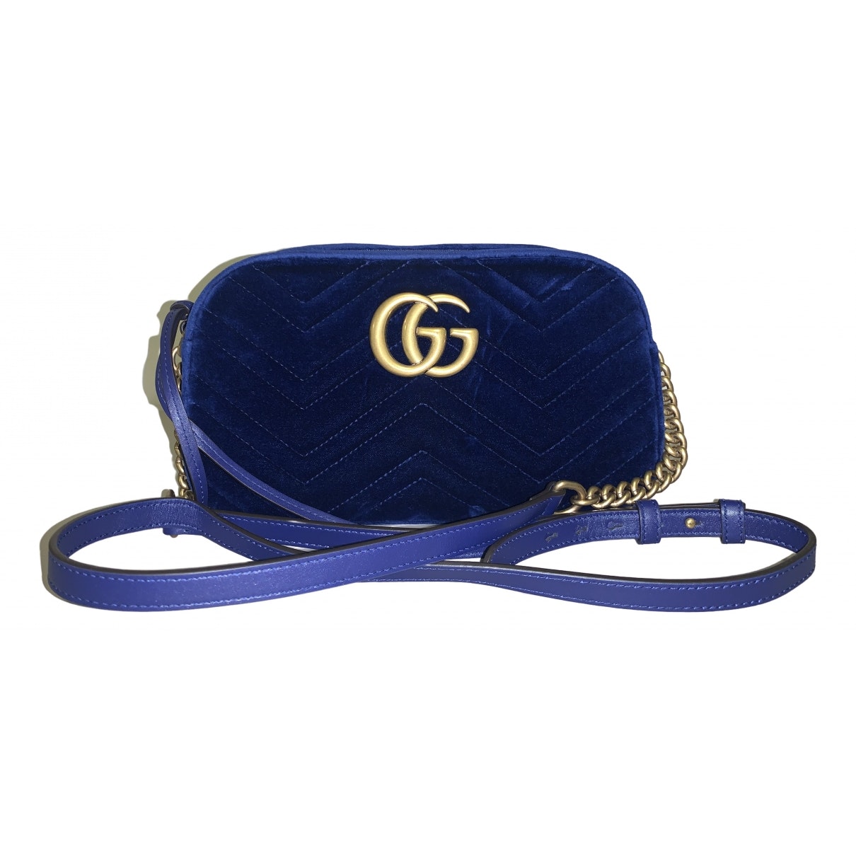 Gucci marmont blue velvet handbag