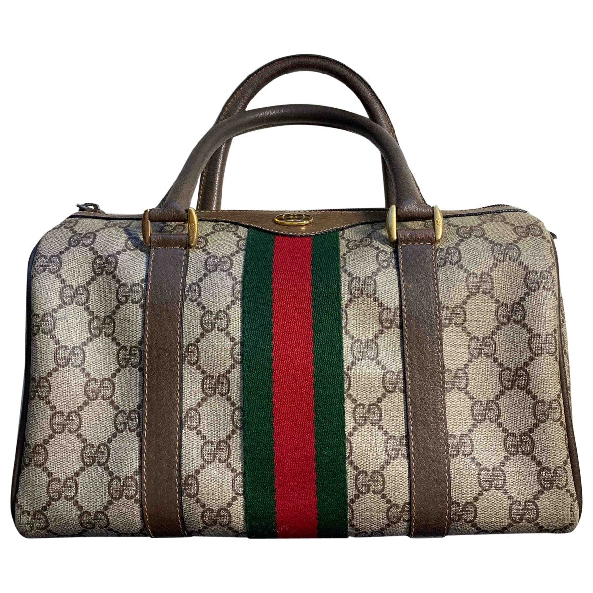 Gucci boston brown cloth handbag