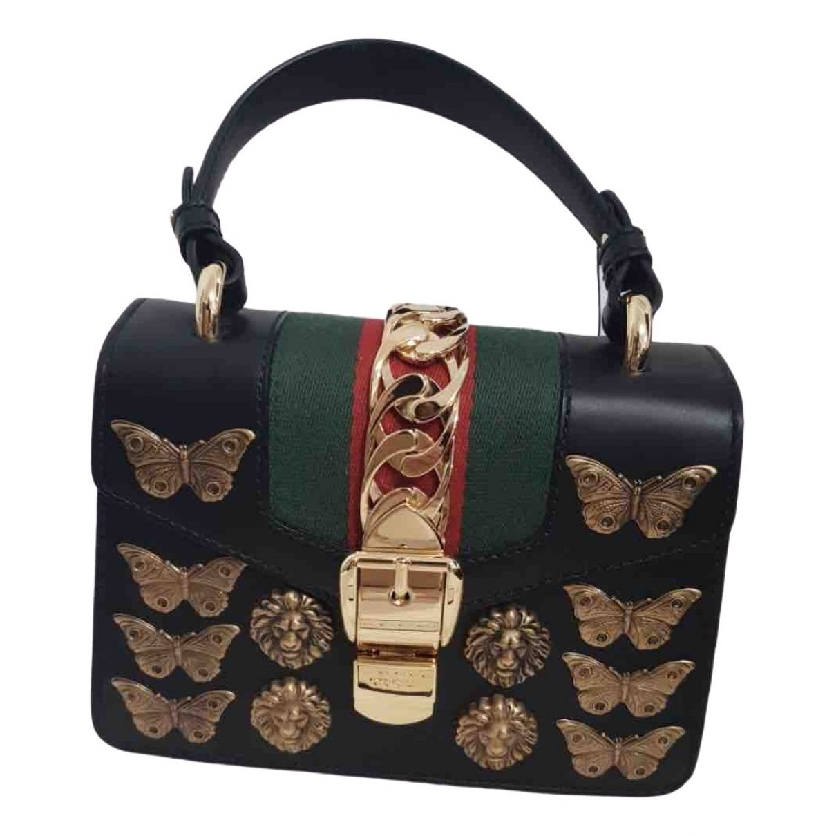 Gucci sylvie black leather handbag