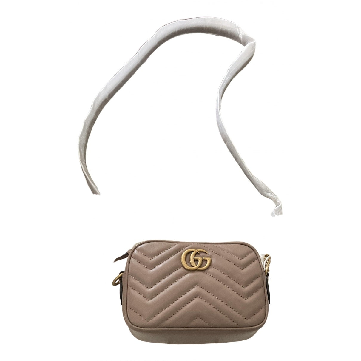 Gucci marmont beige leather handbag