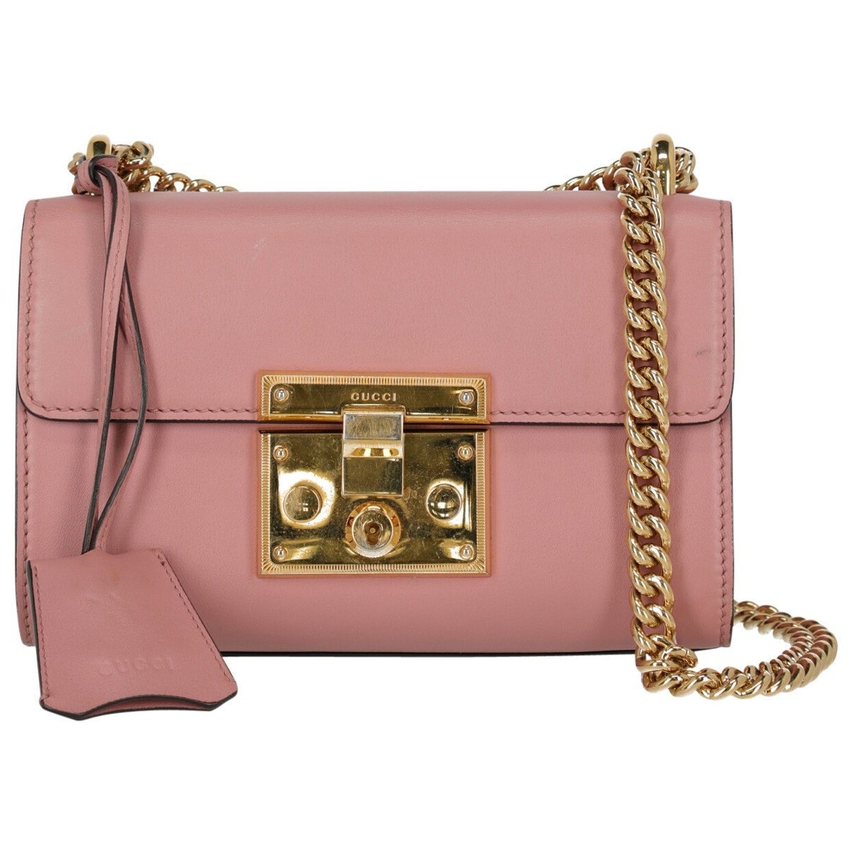 Gucci padlock pink leather handbag
