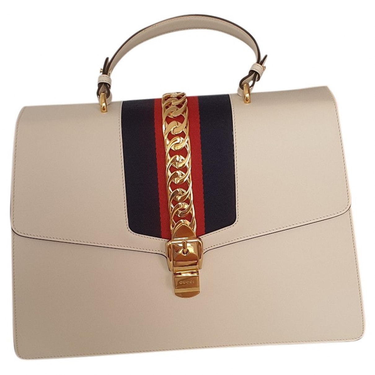 Gucci sylvie beige leather handbag
