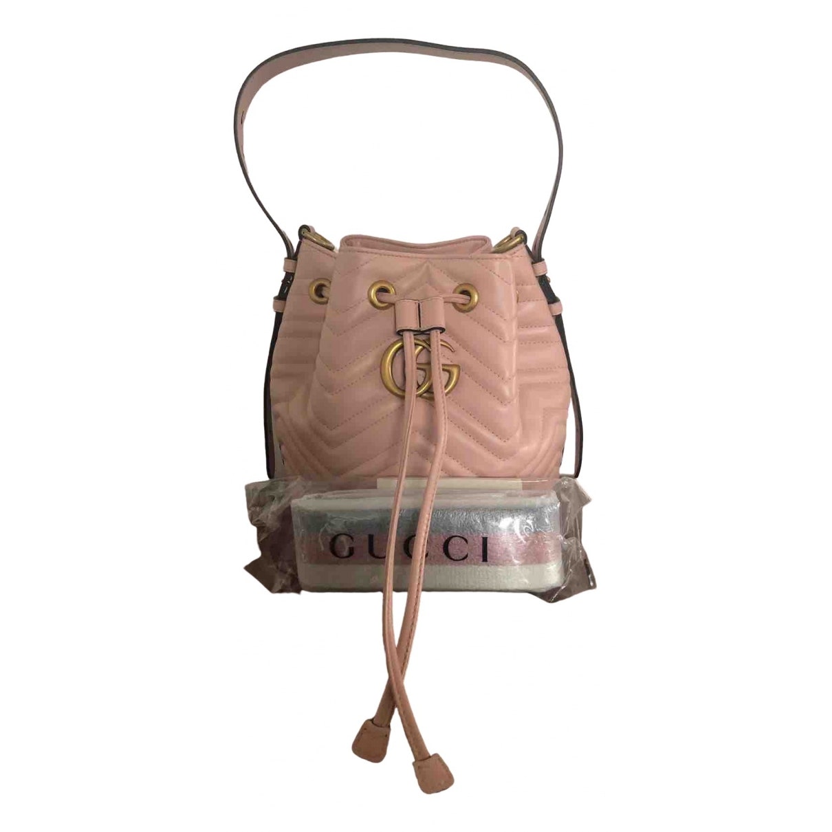 Gucci marmont pink leather handbag
