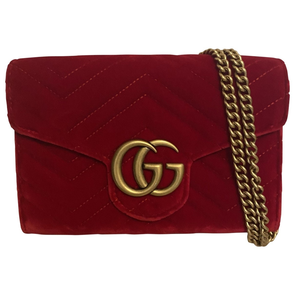 Gucci marmont red velvet handbag