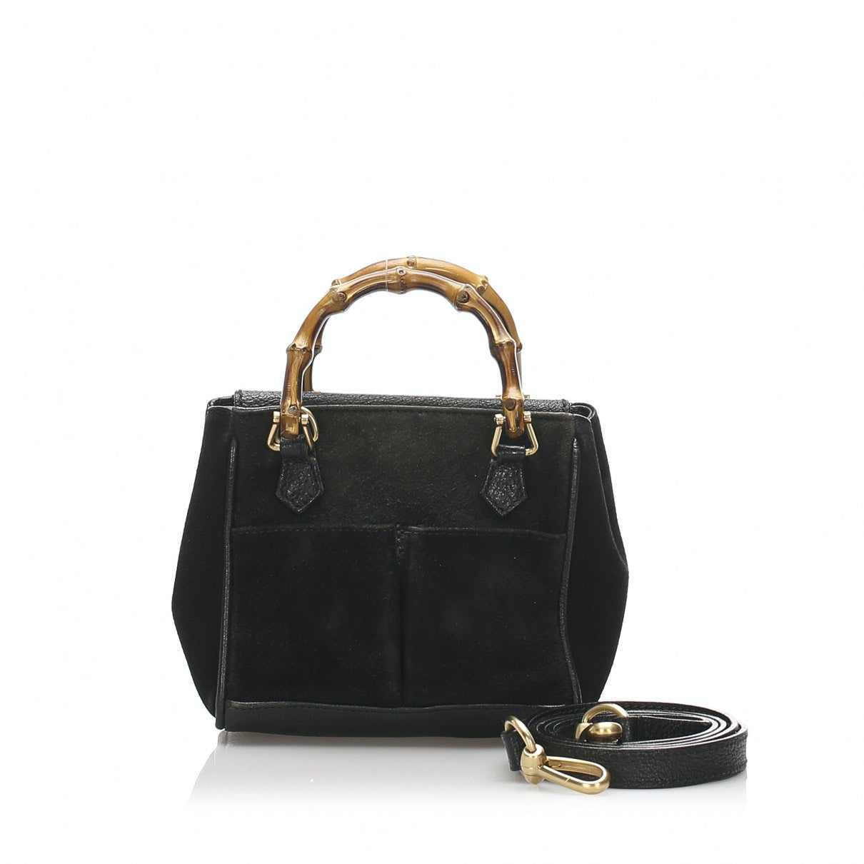 Gucci bamboo black leather handbag