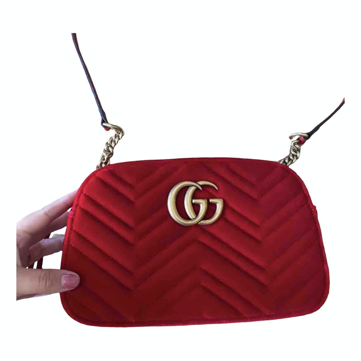 Gucci marmont red velvet handbag