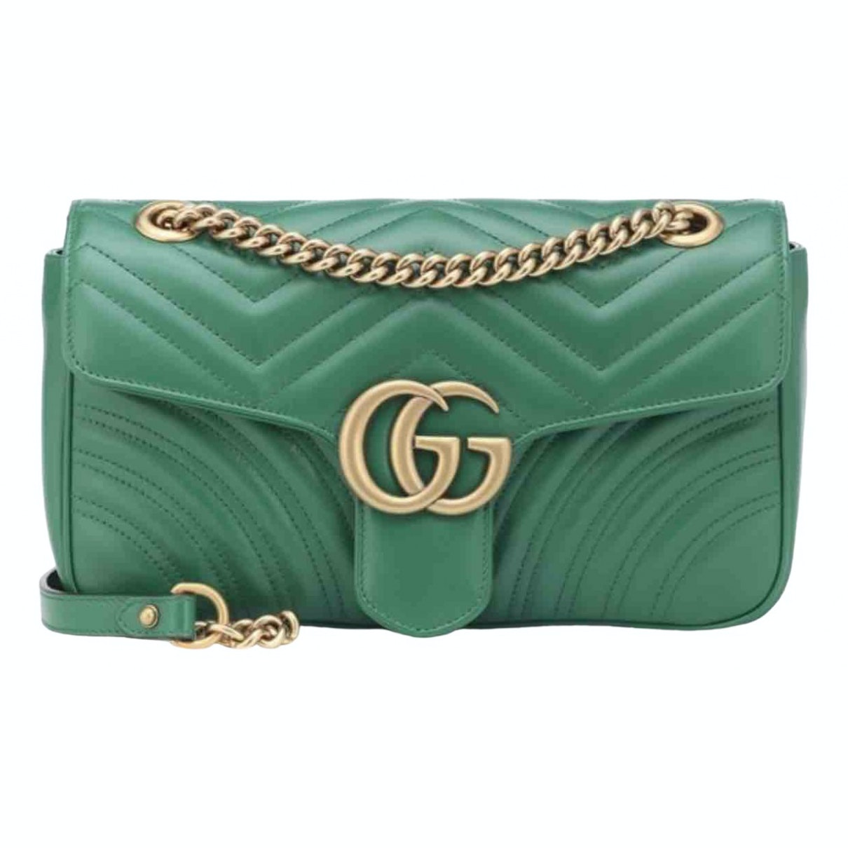 Gucci marmont green leather handbag