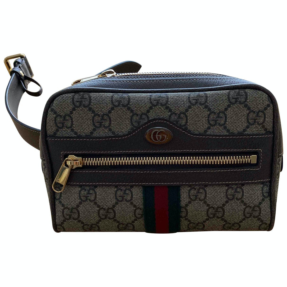 Gucci ophidia brown cloth clutch bag