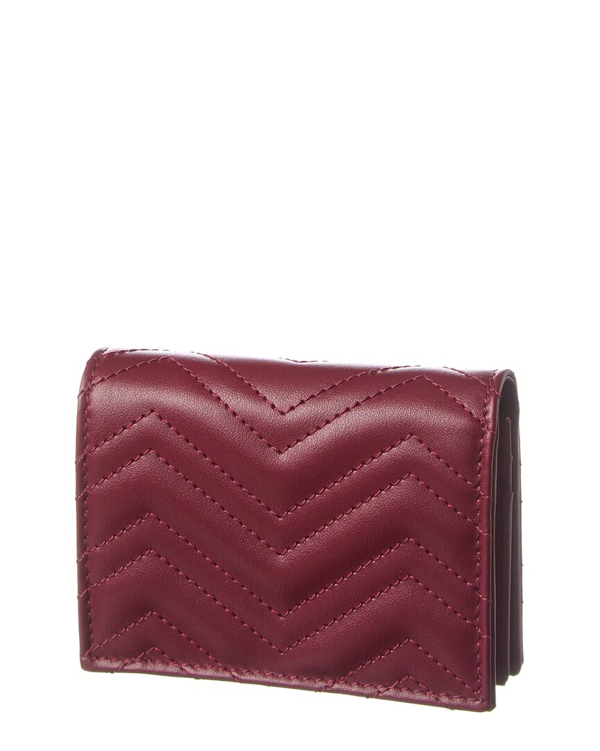 Gucci Gg Marmont Leather Card Case, Red