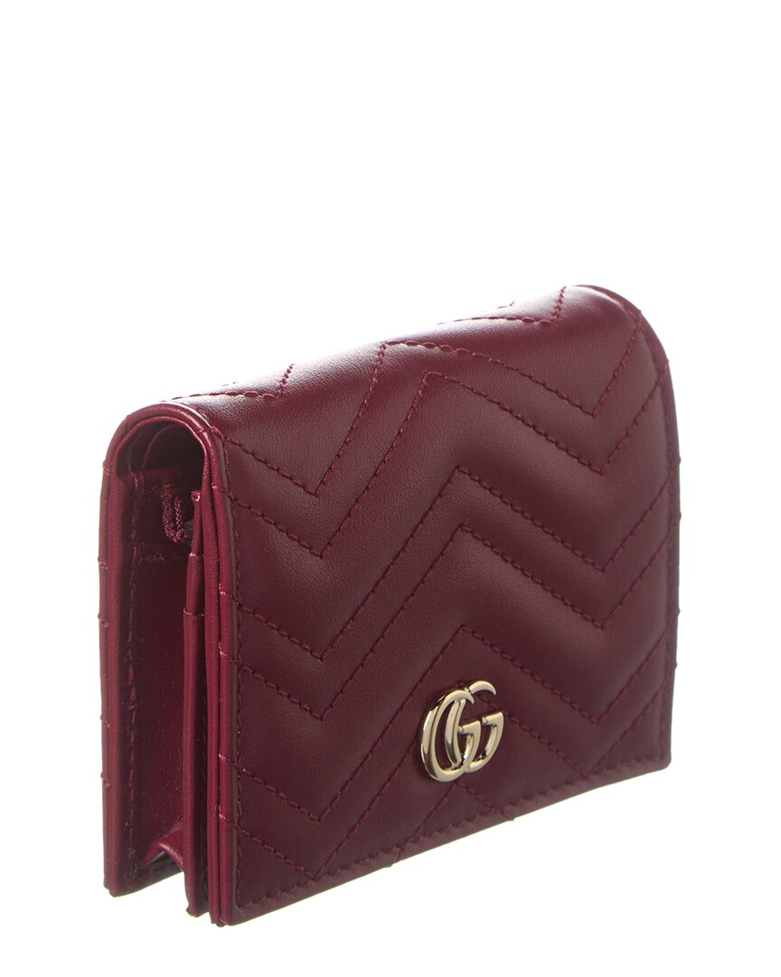 Gucci Gg Marmont Leather Card Case, Red