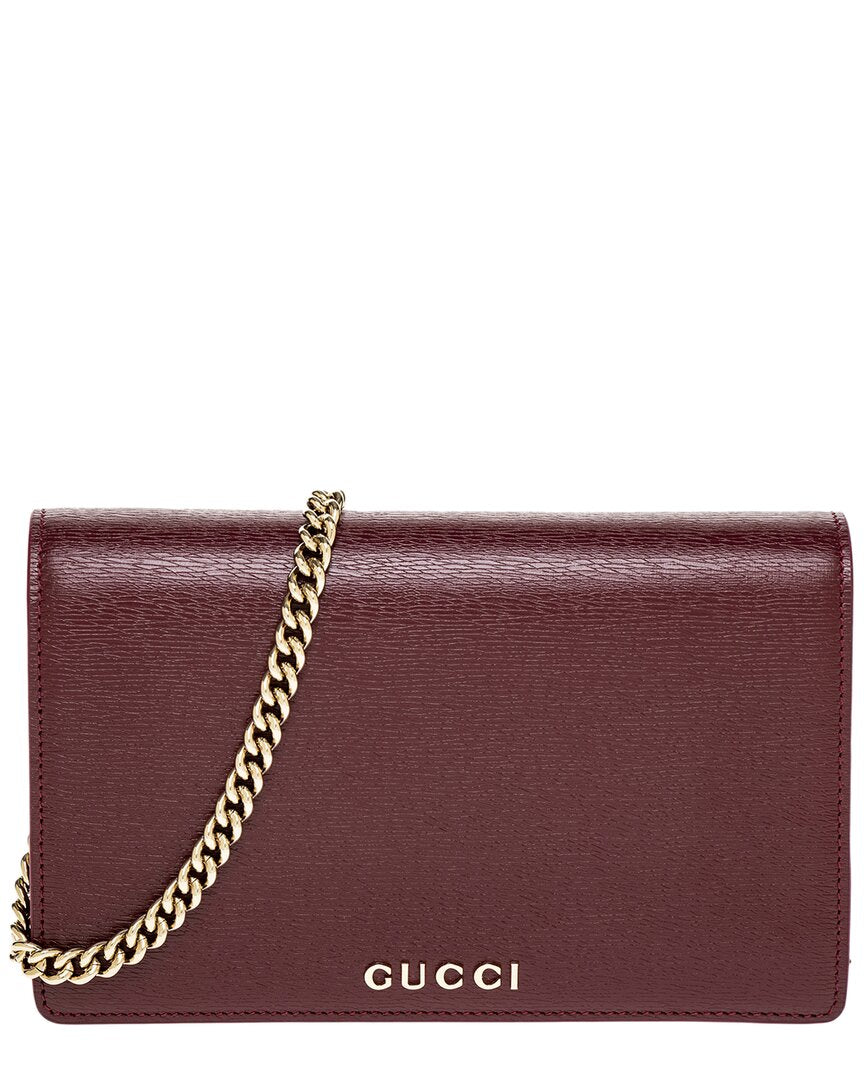 Gucci Script Leather Wallet On Chain