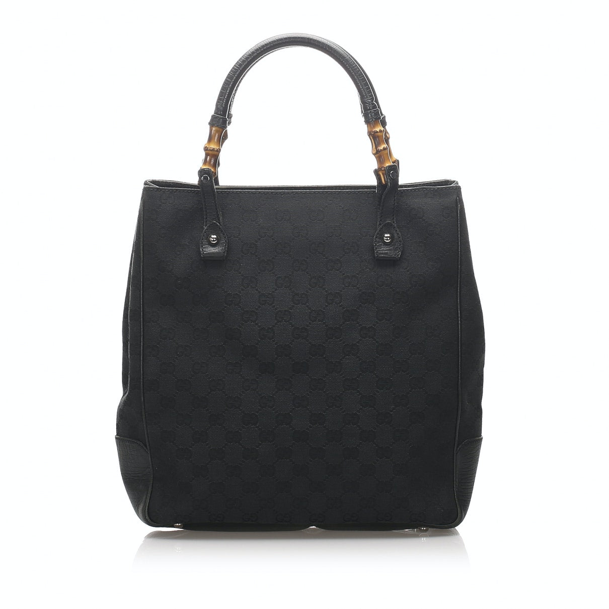 Gucci bamboo black cloth handbag
