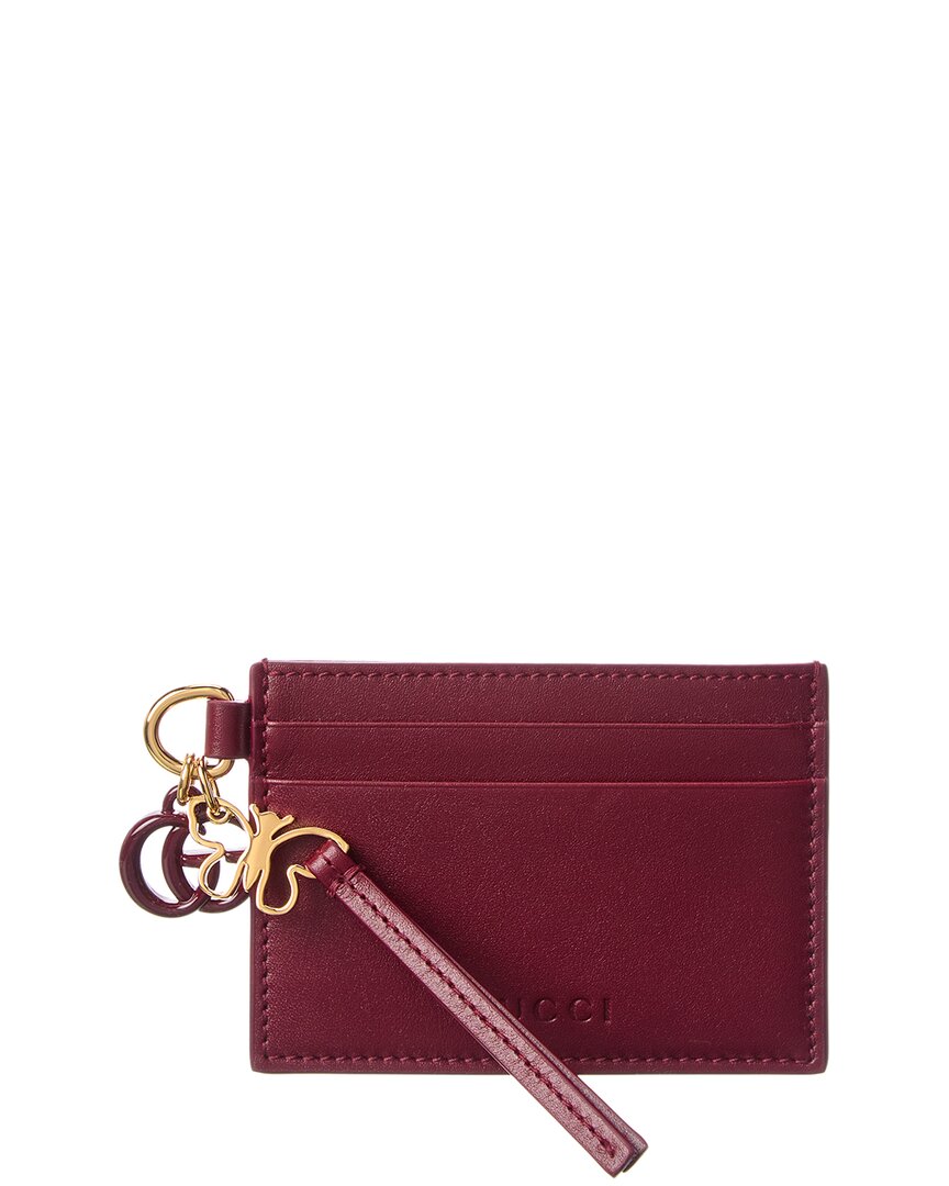 Gucci Double G Butterfly Charm Leather Card Case